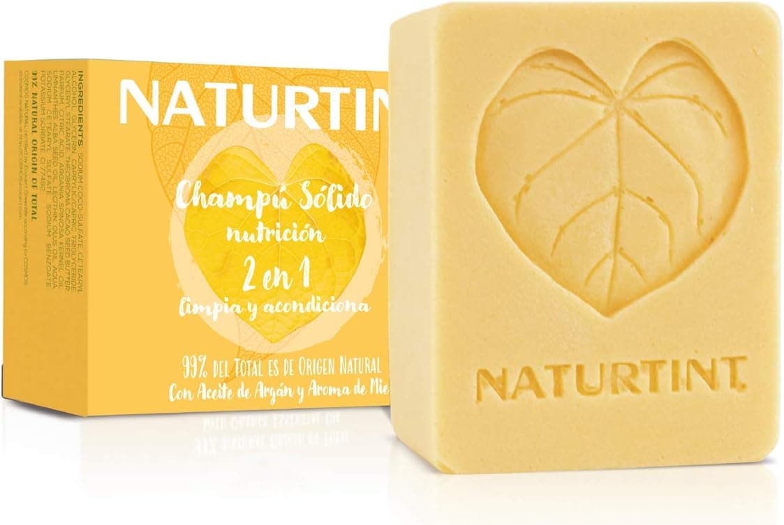 Naturtint, Shampoo sólido nutrição 2 em 1, champô em barra condicionador, neutro e evitaliza a fibra de empilhar, cabelo seco, maltratado e sem vida, 99% ingredientes naturais, ECOCERT, 75 ml