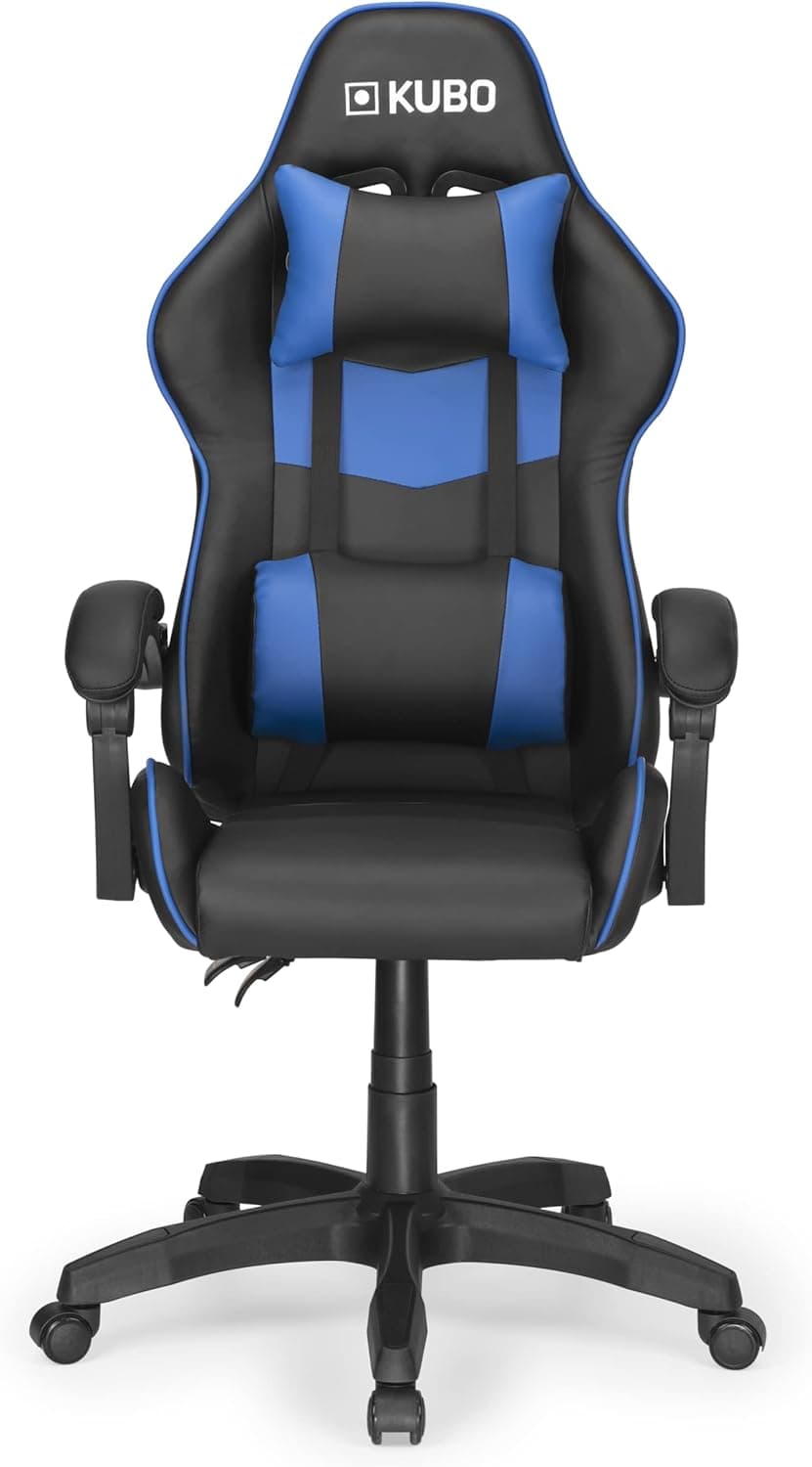 KUBO Cadeira Gamer - ergonómica - encosto de cabeça - elevação de gás nível 4 - máximo conforto - Cor: Azul - peso máximo de até 130 kg