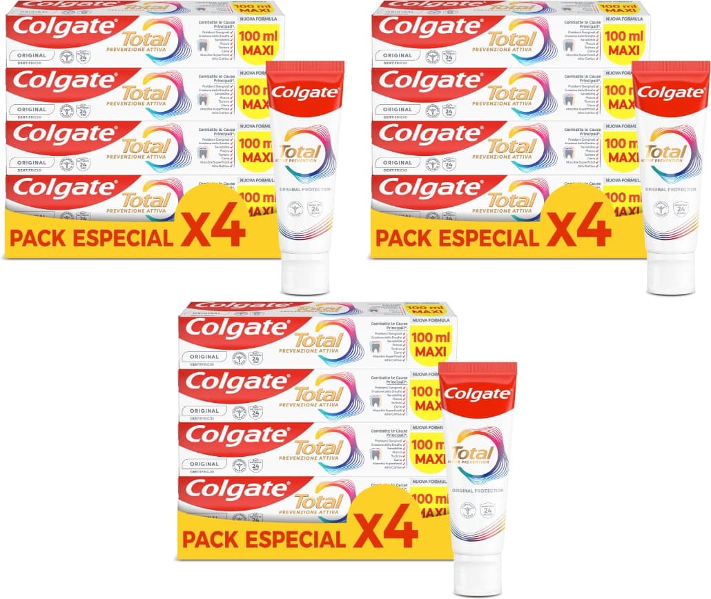 Colgate Total Prevención Activa | Pasta de dentes para proteção completa, 12 x 100 ml