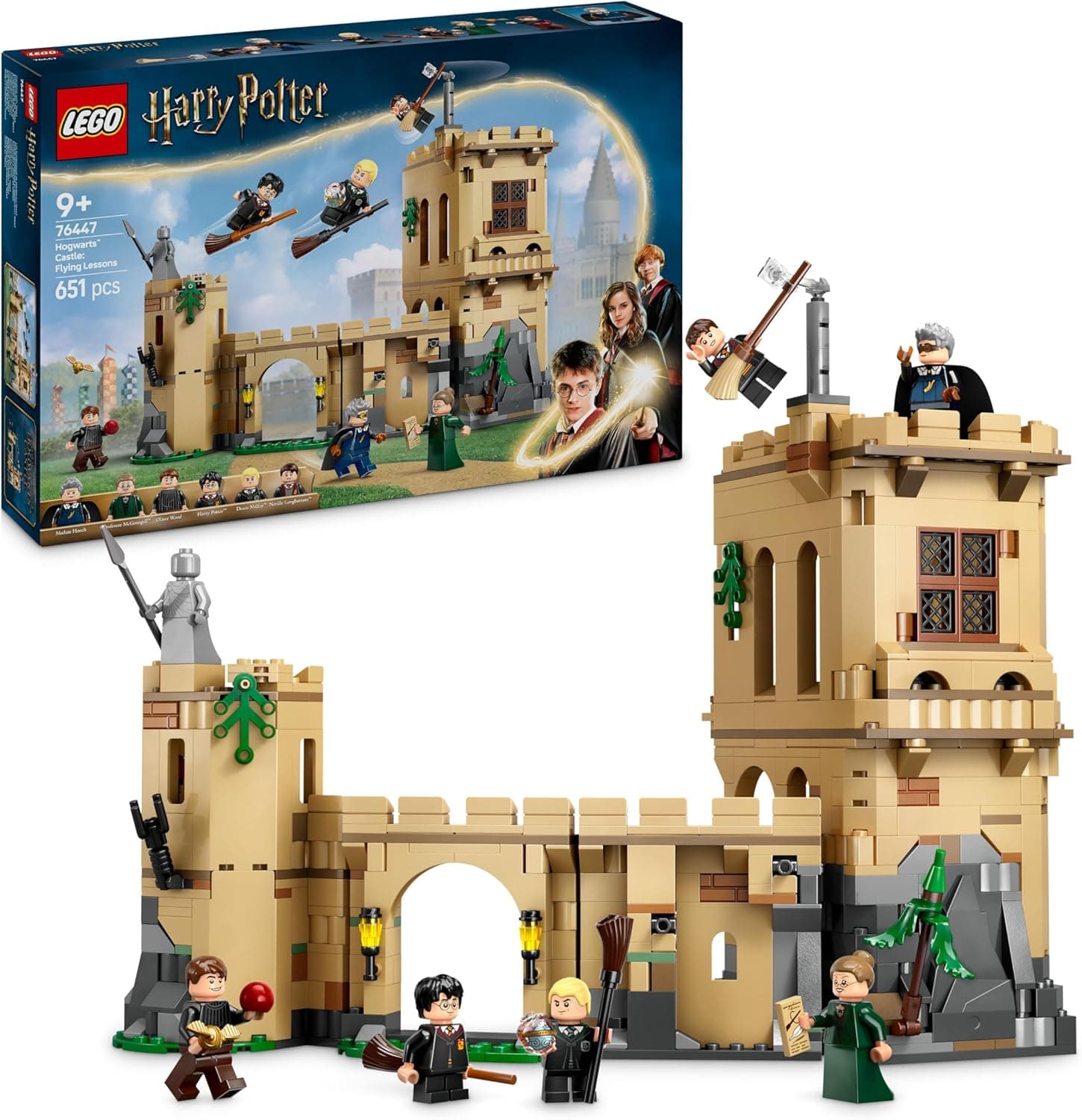 LEGO Harry Potter Castelo de Hogwarts: Aula de voo e quadribol com 6 minifiguras Inc. Draco Malfoy e Professora McGonagall para o dramatização, brinquedo para meninos e meninas de 9 anos ou mais 76447