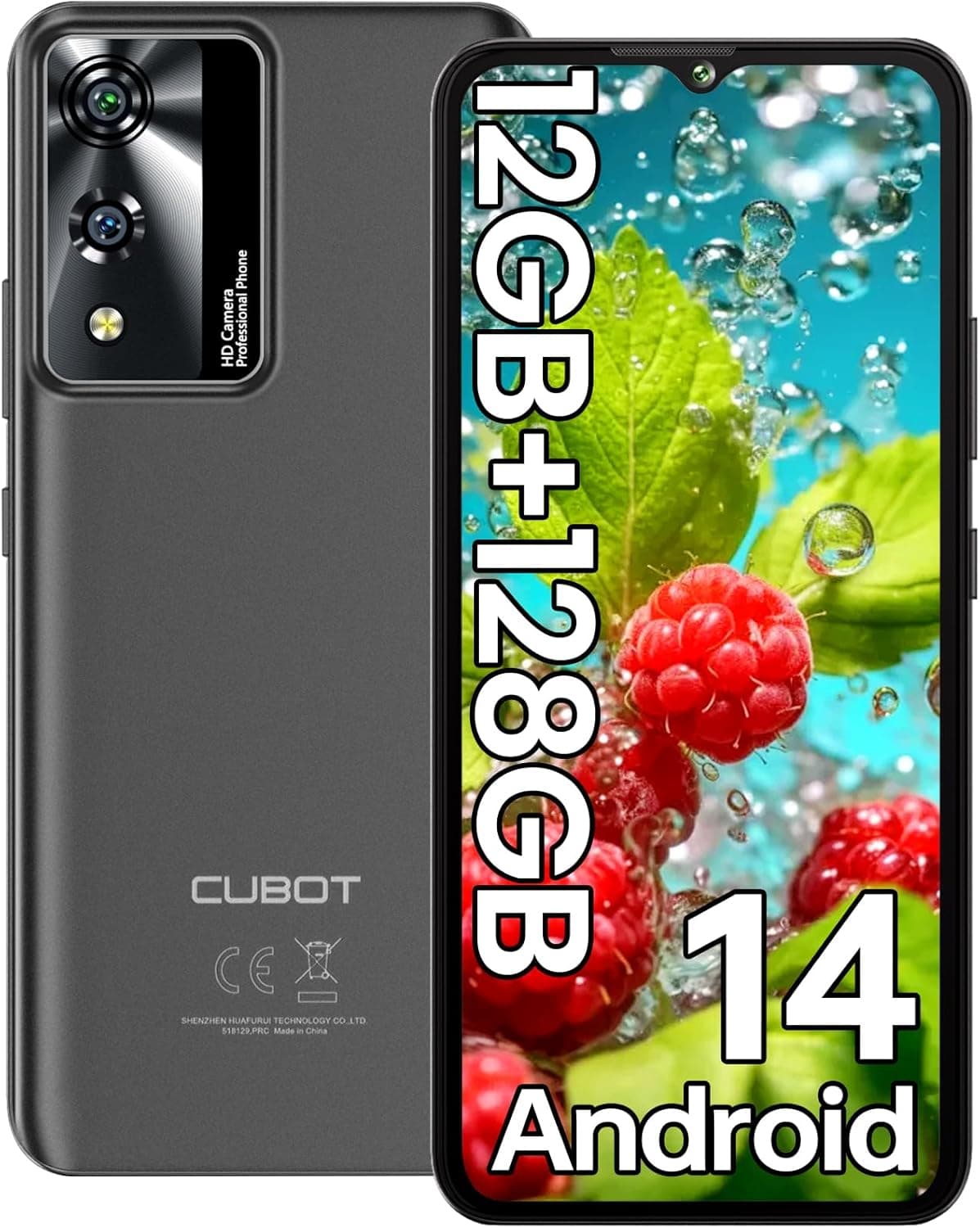 CUBOT A10 (2024) Telefone telemóvel Android 14, 12 GB (4 8) + 128 GB/1TB telemóveis livres, 6,56" HD+/90 Hz, câmara 48 MP+16 MP Smartphone, bateria de 5100 mAh, 4G Dual SIM Mm Móvel, Oct A-Core/Face