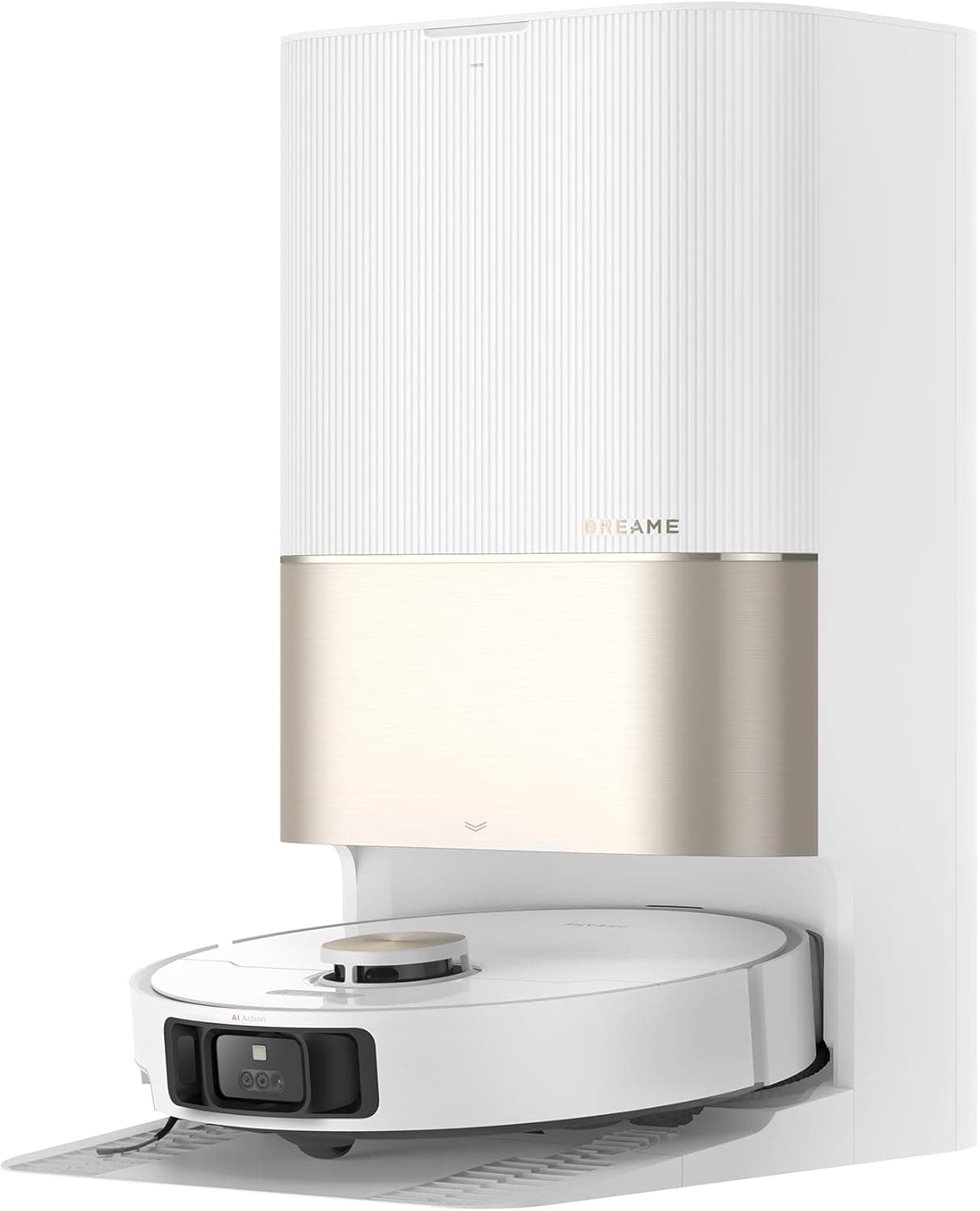 DREAME X40 Robot aspirador e esfregona ultra completa, 12 kPa de sucção, com esfregona removível e elevável, 70 °C, esfregona auto-limpável, escova lateral e esfregona extensível, deteção de sujidade