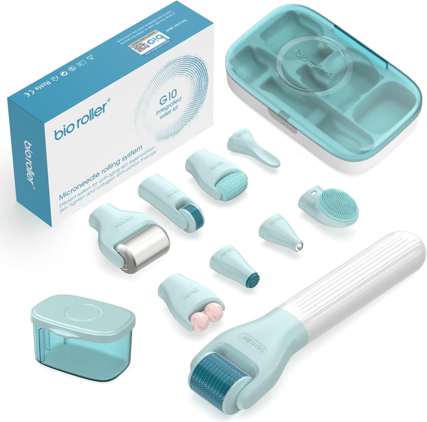 Bestauty G10 | Derma roller 10 em 1 para rosto e barba com 3 cabeças de microneedling