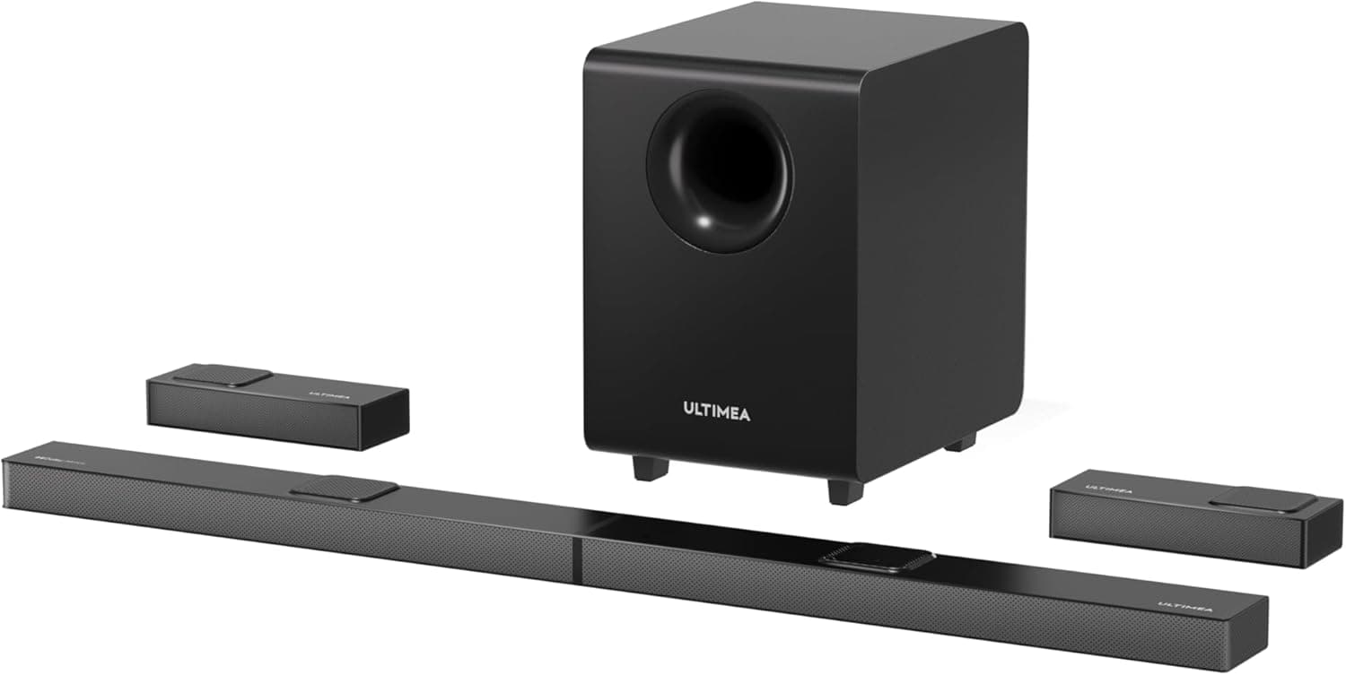 ULTIMEA Barra de som de 7,1,4 canais para televisores com Dolby Atmos, barra de som com subwoofer, sistema de cinema em casa com som de envoltório real, som de cinema 3D ativador, Nova S90