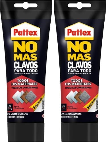 Pattex No Mas Clavos | Adesivo de montagem branco com aderência imediata e resistência a temperaturas extremas, 340 g