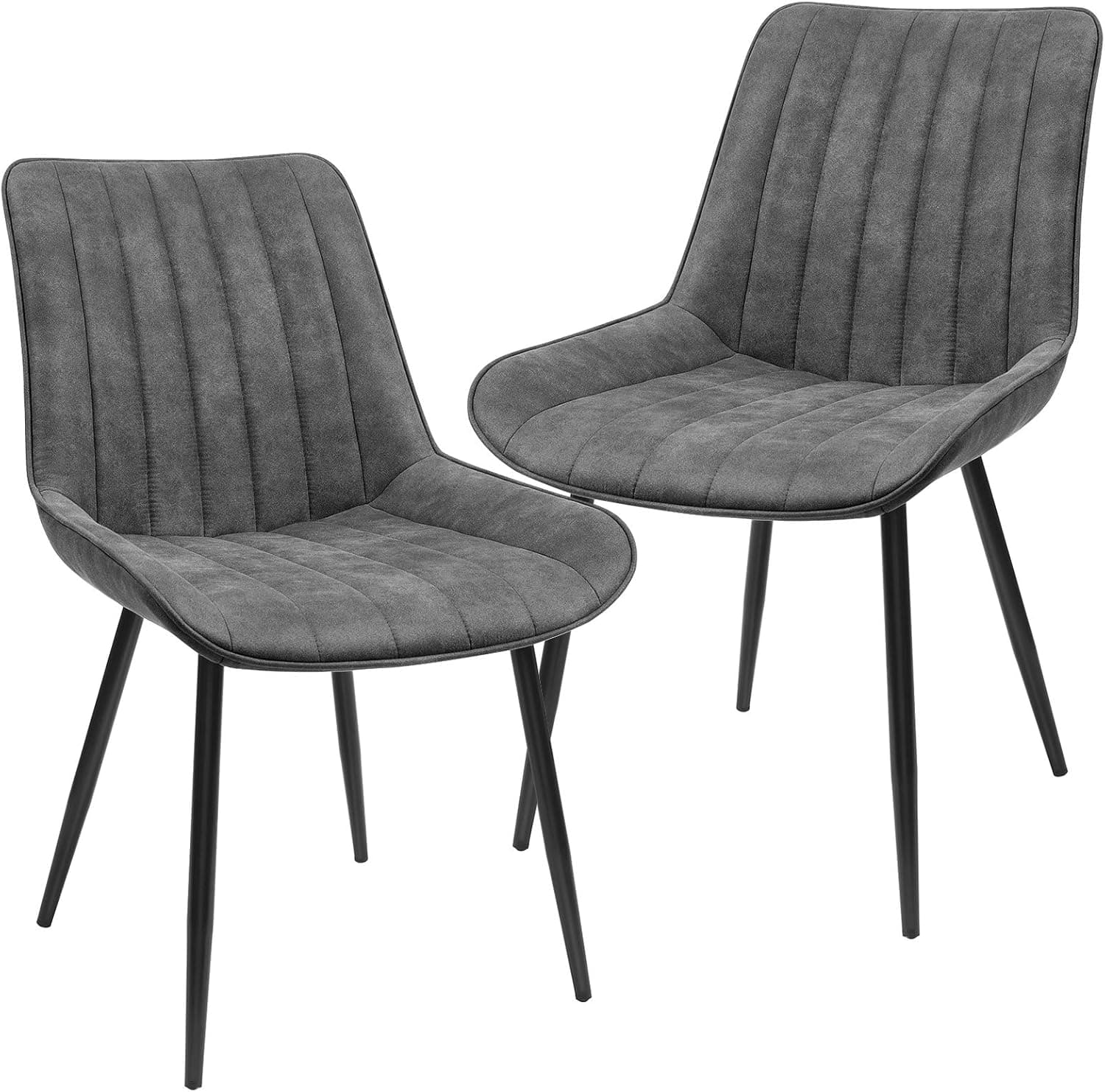 SONGMICS LDC090G01 | Conjunto de 2 cadeiras de refeição estofadas com braços e pernas em metal, 110 kg, cinza