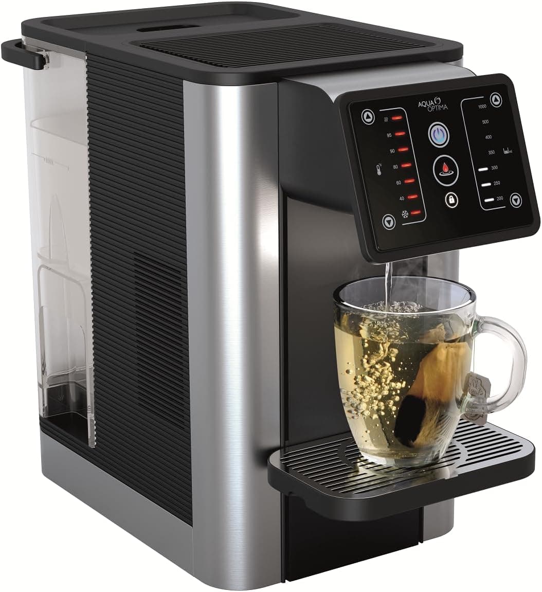 O dispensador instantâneo de água quente e fria com filtro Aqua Optima Aurora, capacidade de 3,8 l, inclui 1 filtro de água Evolve de 30 dias para reduzir os microplásticos e o cloro
