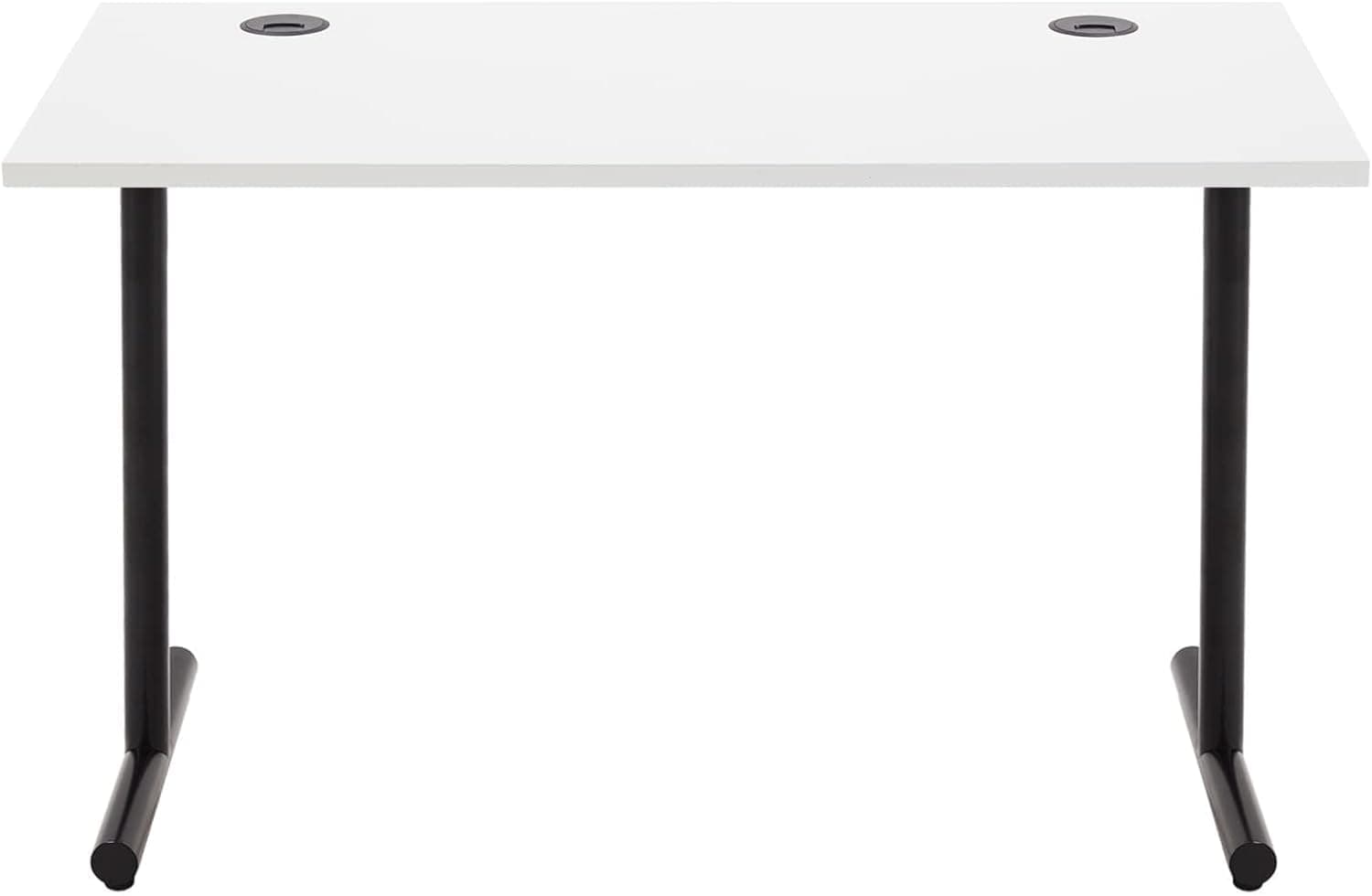 Amazon Basics - Mesa de computador de escritório montagem simples, branco com moldura preta, retangular, 120 x 60 x 73,6 cm