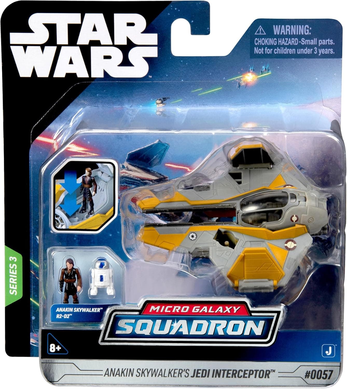 Bizak Star Wars Micro Galaxy Squadron Interceptor Jedi Anakin Skywalker Veículo de 8 cm, com 2 figuras de 2,5 cm (62610035)