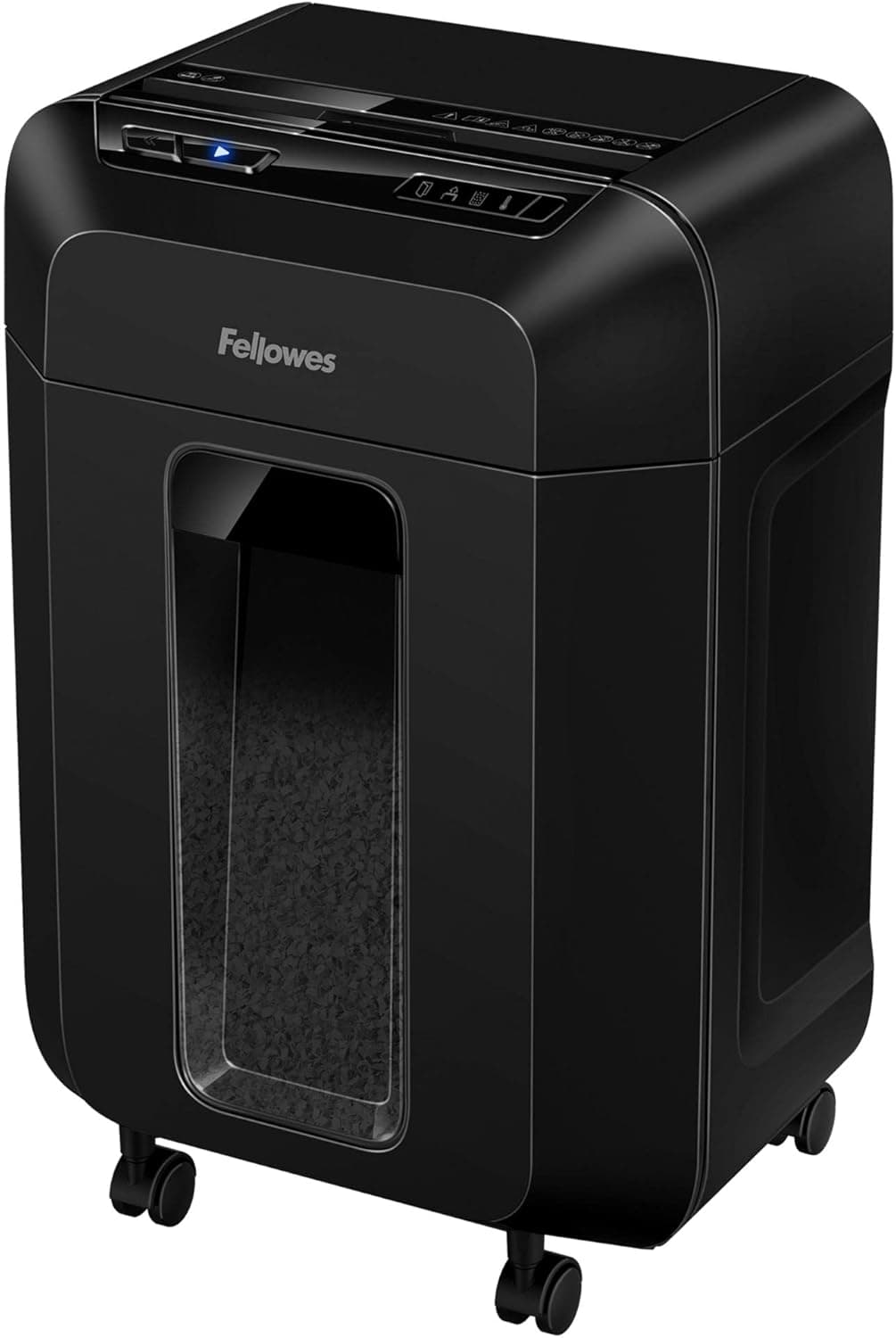 Fellowes AutoMax™ 90 M - Destruidora de papel, minicorte, destrói até 90 folhas de maneira automática e até 9 manualmente, e caixote do lixo de 17 l, alta segurança DIN P-4, cor preta
