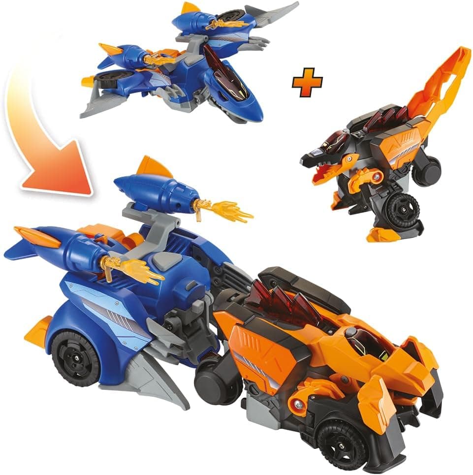VTech - Switch & Go Dinos 3 em 1 Espinossauro-Pterodáctilo, combine-os e crie um MEGAVEÍCULO, dinossauros e figuras de ação, brinquedo para crianças +3 anos