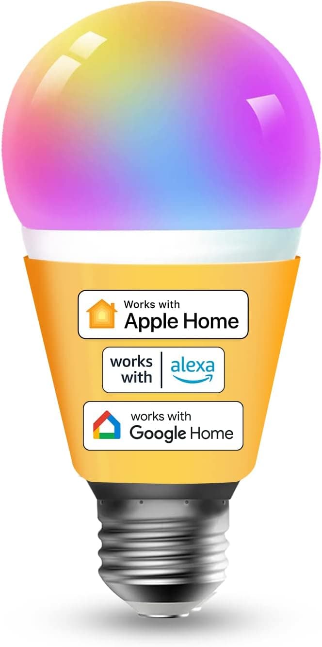 Refoss Smart WiFi Bulb E27 | Lâmpada LED inteligente multicolor regulável compatível com HomeKit Alexa e Google Assistant 1 unidade