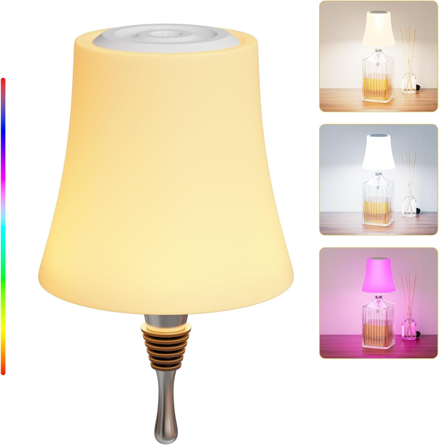 Luz sem fios para garrafas de vinho, luz LED tátil para garrafas, suporte IP54, candeeiro de cabeceira recarregável infinitamente regulável