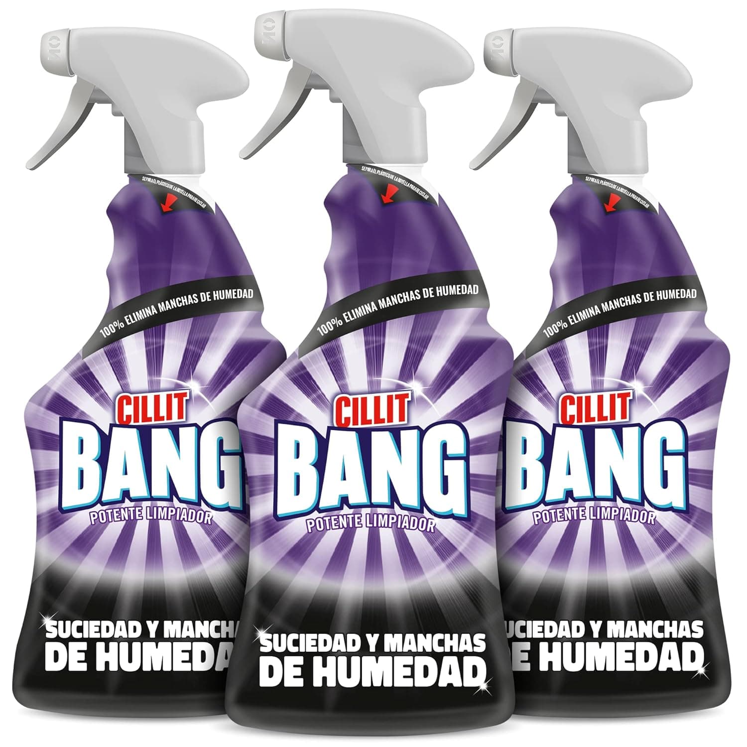 Cillit Bang Manchas de humidade e sujidade, potente limpeza juntas pretas, casa de banho, cozinha, pack de 3 x 750 ml
