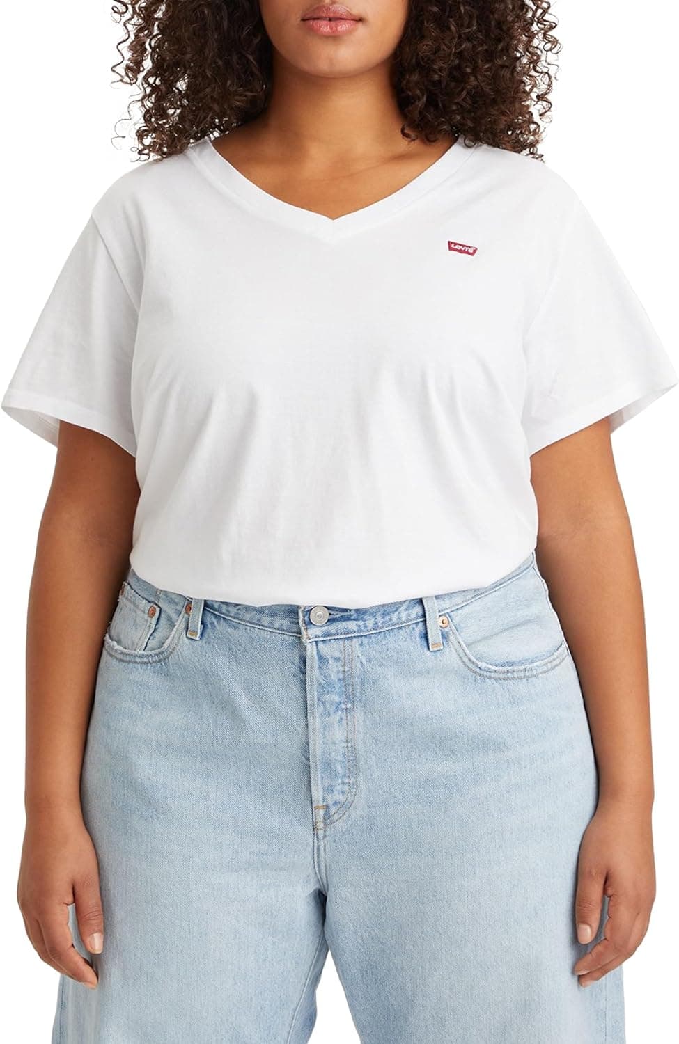 Levi's Plus Size V-Neck tee T-Shirt Women 4XL Bright White