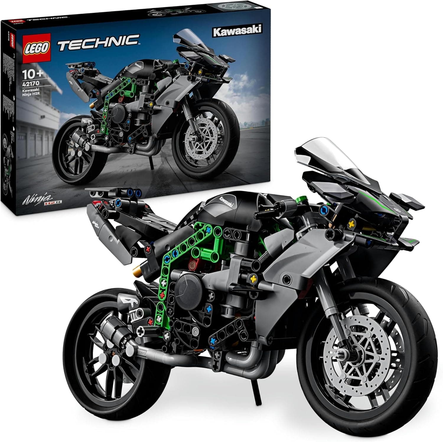 LEGO Technic Moto Kawasaki Ninja H2R brinquedo de construção, kit de maquilhagem em escala colecionável de veículos, presente para meninos e meninas de 10 anos ou mais, 42170