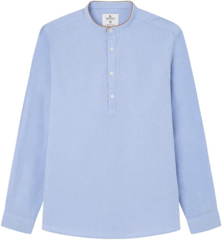 SPRINGFIELD Camisa Polera Mao Estructura Hombre M Azul Acero