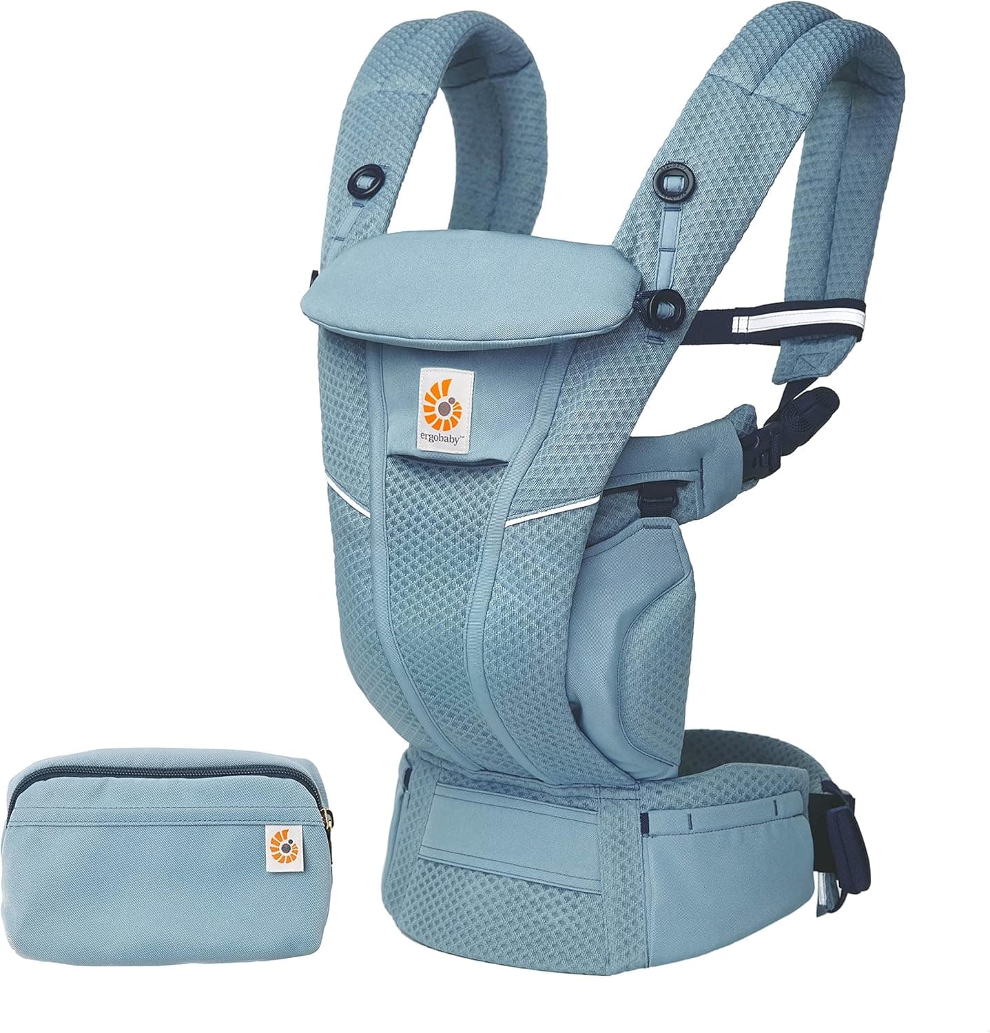 Ergobaby Mochila porta-bebé Omni Breeze recém-nascidos desde o nascimento até pesarem 20 kg, porta-bebé ergonómico de malha SoftFlex, 4 posições para transportar, Slate Blue