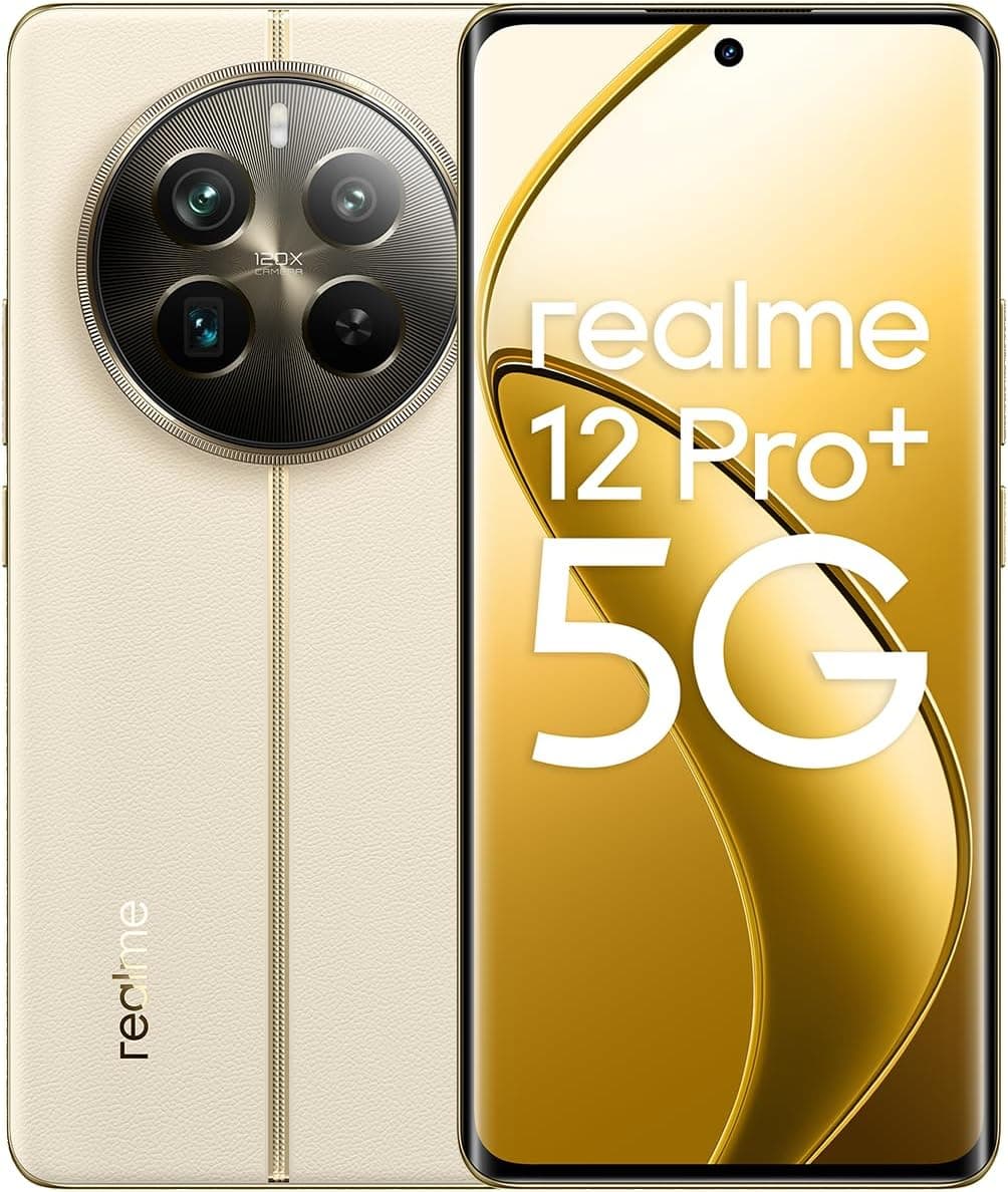 realme Telemóvel 12 Pro+ 5G 8 256GB, câmara periscópio para retratos, Sony IMX890 com OIS, processador Snapdragon 7s de 2ª geração 5G, ecrã de visão curva de 120 Hz, Navigator bege