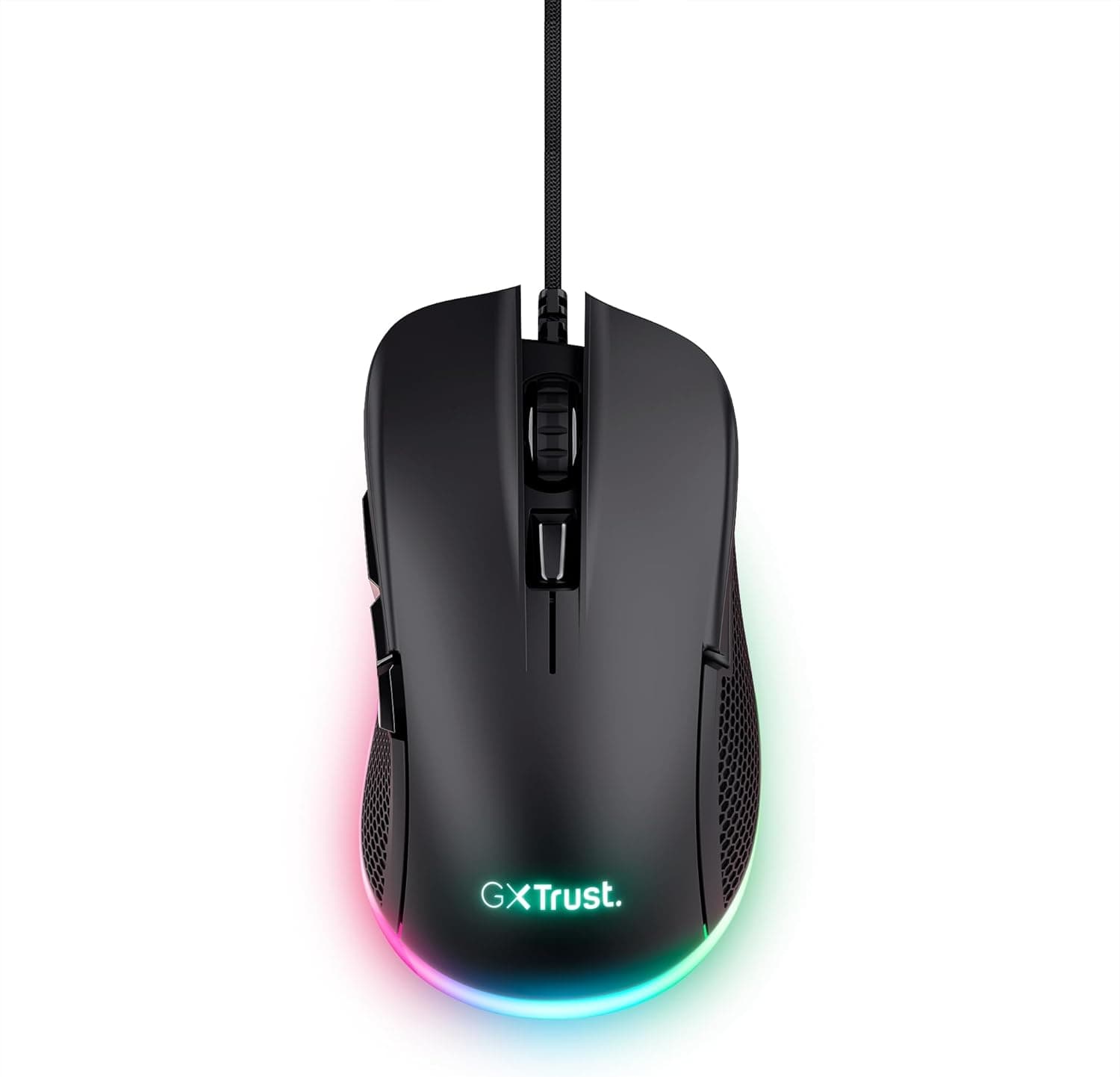 Trust Gaming GXT 922 Ybar rato Gaming, 68% plástico reciclado, iluminação LED RGB, 6 botões programáveis, software avançado, 200-7200 dpi, Mouse Gamer USB para PC/portátil - preto