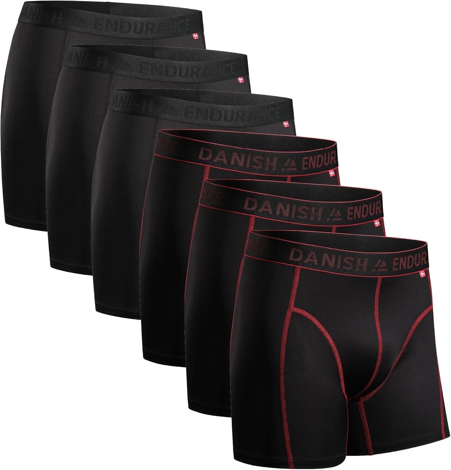 DANISH ENDURANCE Cuecas desportivas, boxers para homem ajustados, respiráveis e sem etiquetas, pack de 6