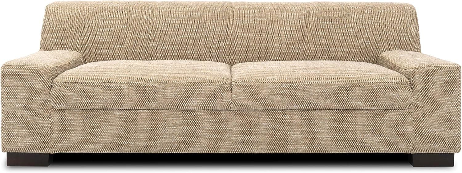 DOMO. collection Padrão sofá de 3 lugares, conjunto de 3 unidades, metal engenharia estrutural tecido material de madeira, bege/castanho, 212 x 85 x 74 cm