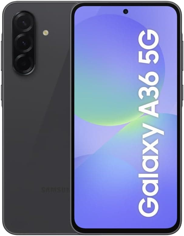 Samsung Galaxy A36 5G 128 GB telemóvel, 6 GB RAM, 50 MP câmera, preto, garantia do fabricante 3 anos + 1 ano extra
