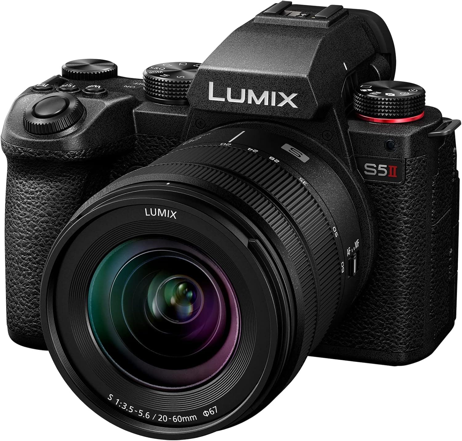 Panasonic LUMIX DC-S5 II, câmara sem lente de moldura completa, sem espelho com lente de 20 - 60 mm F3,5-5,6, 4K 60P e 6k 30P gravação, ecrã móvel, Wi-Fi, preto
