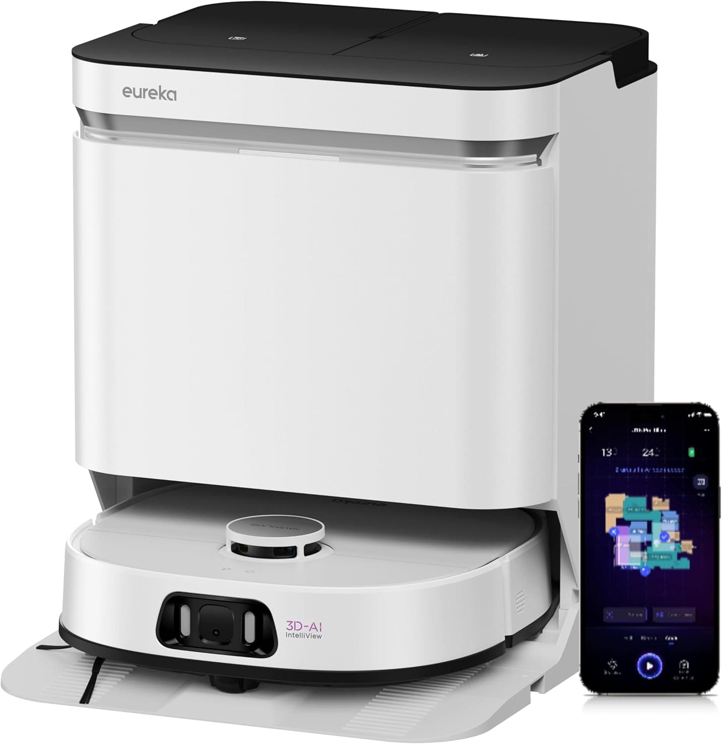 Eureka J15 Pro Ultra Robot Aspirador, 16200Pa Robot aspirador e lava-chão, anti-emaranhados de cabelo, 75 °C lavagem com esfregona de água quente, mapeamento alimentado por AI, limpeza de bordas,