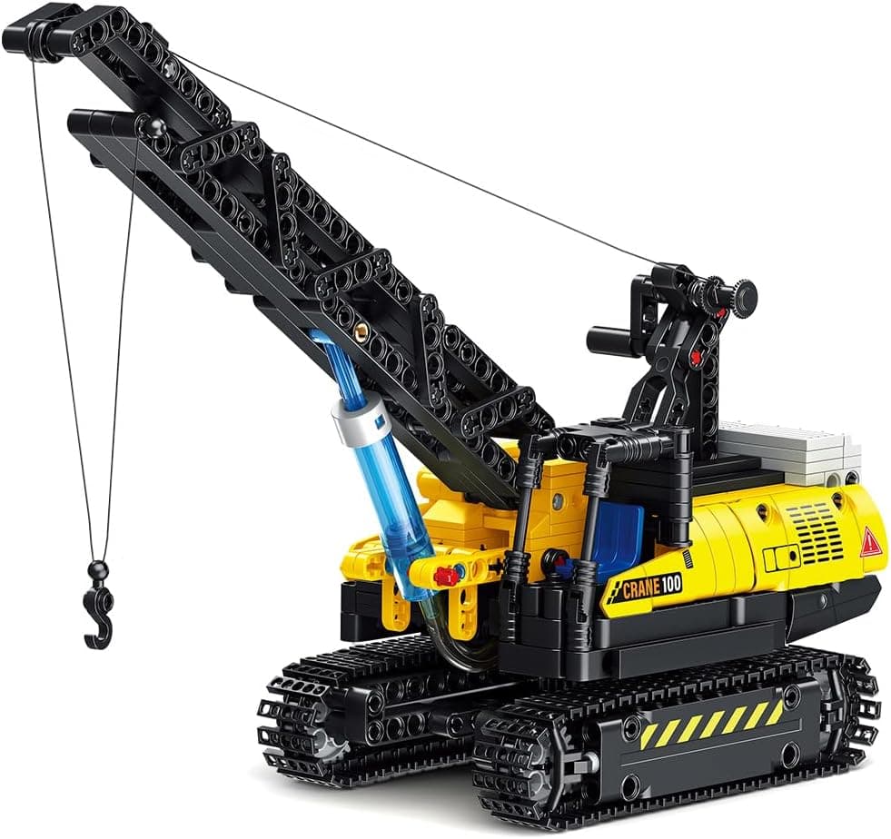 MISINI Technik M6406 STEM Braçadeira de construção de guindaste hidráulico Blocos de construção, veículo de construção, 538 peças