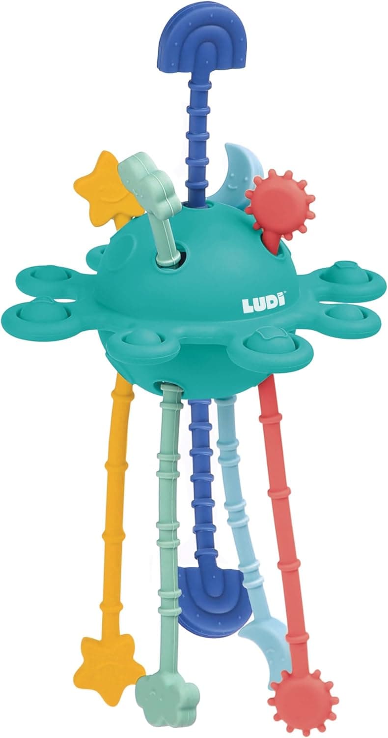 LUDI Zippy Toy - Brinquedo de estimulação multissensorial - diferentes texturas - Ergonómico - Material flexível - A partir de 10 meses - alivia o impulso dental - Destreza e motricidade - 14 x 21 x