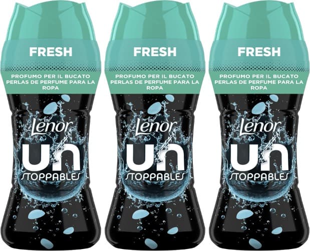 LENOR Unstoppables Pérolas de perfume para roupas, 23 lavagens (270 g), suave com fragrância fresca, potenciador de frescura