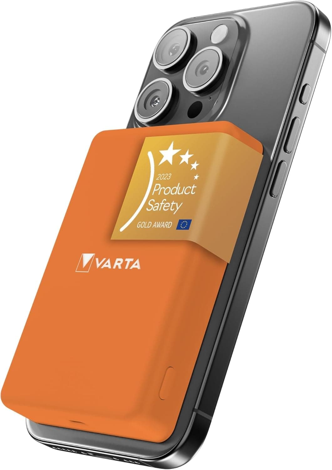 VARTA Bateria externa de 5.000 mAh, Power Bank sem fios magnético, Mag Pro Power on Demand, sem fio, 7,5 W, carregador com USB Tipo C, compatível com MagSafe e Qi Standard (iPhones e Android), laranja