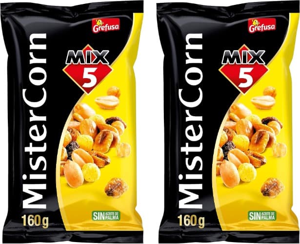 Grefusa MisterCorn | Mix de frutos secos com amendoins e milho, 160 g x 2