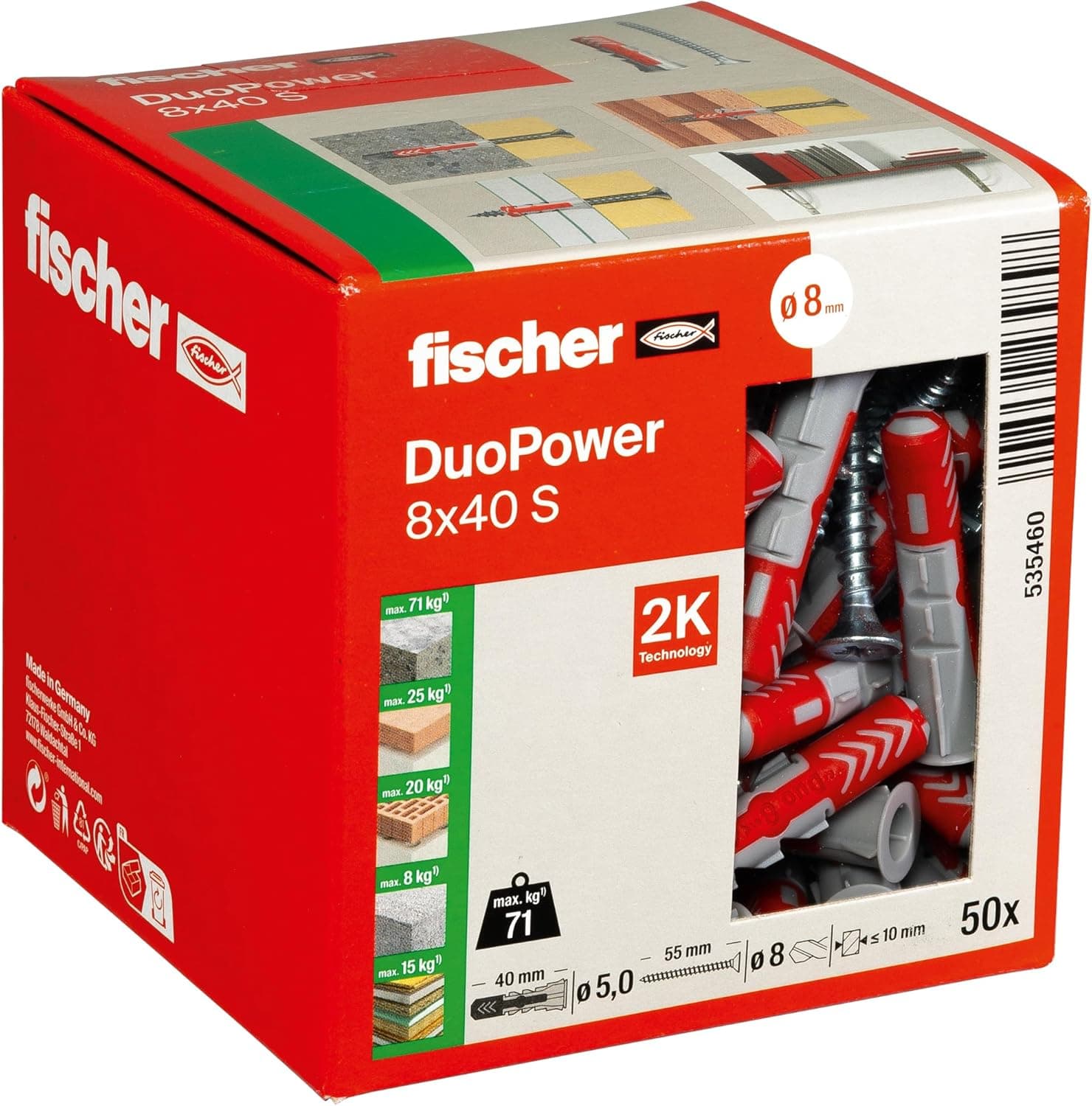 Fischer Duopower, buchas e parafusos