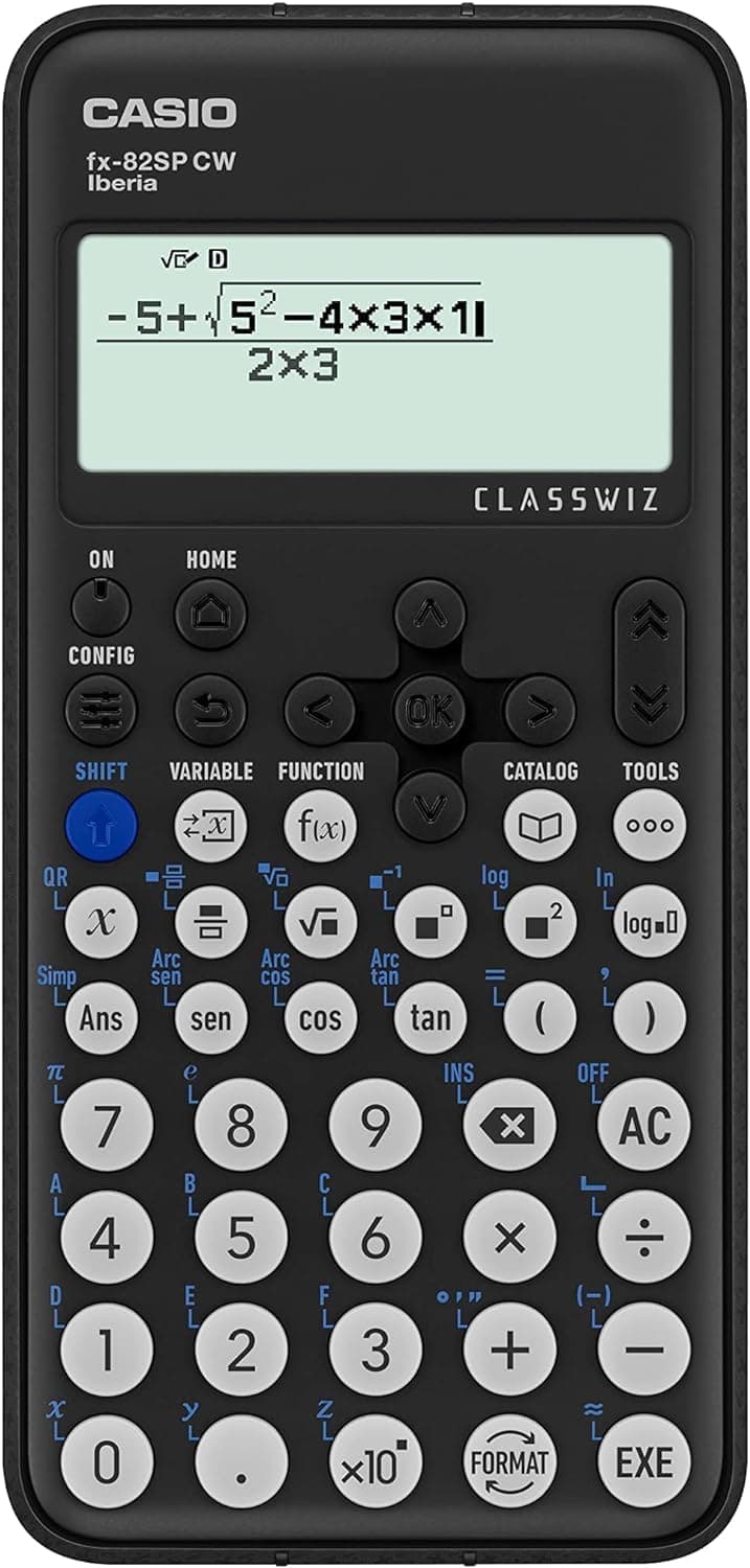 Casio FX-82SP CW Calculadora científica, recomendada para o curriculum espanhol e português, 5 idiomas, mais de 300 funções, cor cinzento-escuro