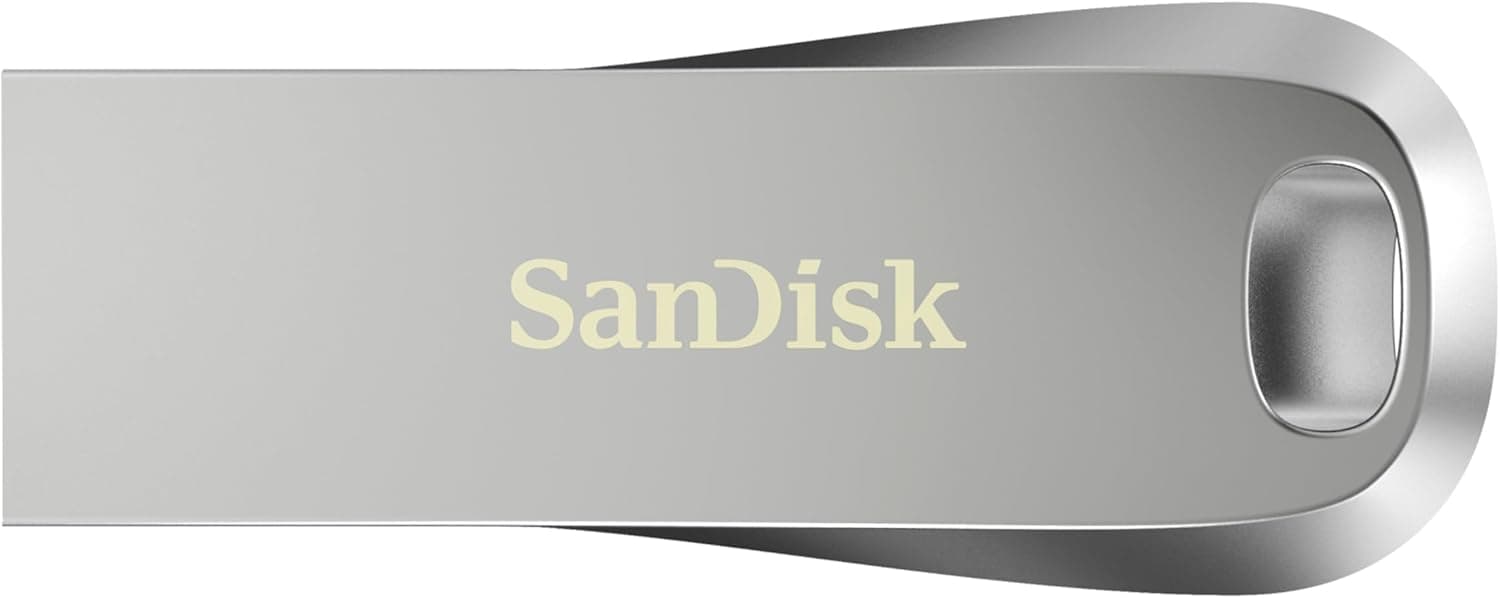 SanDisk Ultra Luxe Pendrive de 128 GB USB Type-A (Flash Drive, Read Speed up to 400 MB/s, USB 3.2 Gen 1 + USB 3.0 compatível, Password Protection, RescuePRO Deluxe, Metallic) prateado