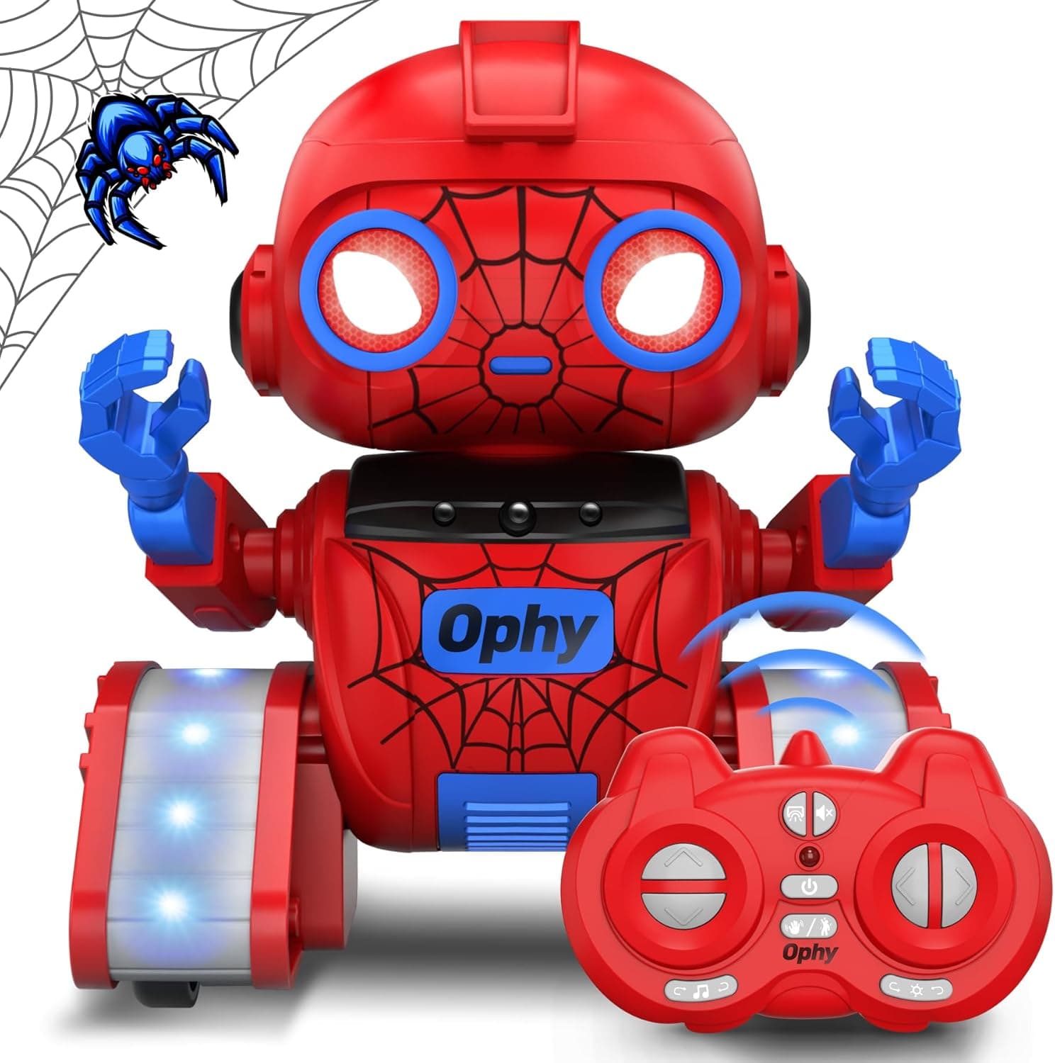 Ophy Robot crianças brinquedos recarregáveis e projetáveis RC Robot com olhos LED e música brinquedo RC com sensor de gestos para A partir de 3 4 5 6 7 8 9 10 anos presente azul vermelho