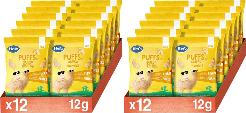 Hero Baby | Snack de queijo para crianças com fibra, sem sal e sem óleo de palma, 24 x 12 g