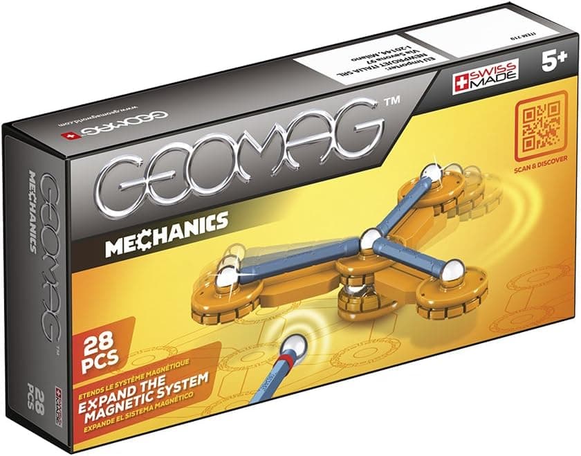 Geomag Mechanics | Conjunto de construção magnético com 28 peças para crianças