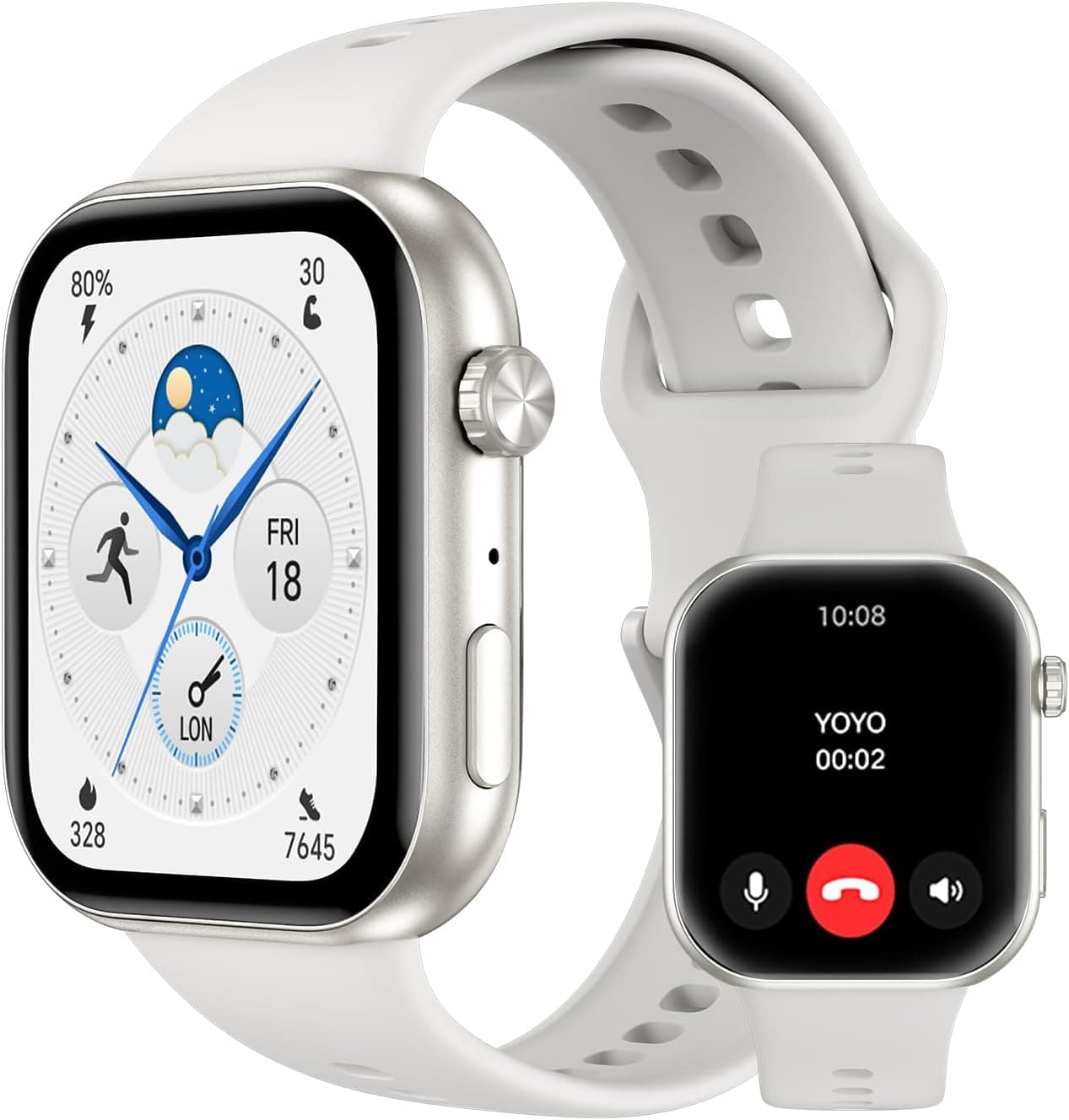 HONOR Choice Watch 2i, chamadas Bluetooth Smart Watch, 1,85 polegadas AMOLED, 14 dias de autonomia, Spo2, 1ATM, IP68, compatível com Android e iOS, branco