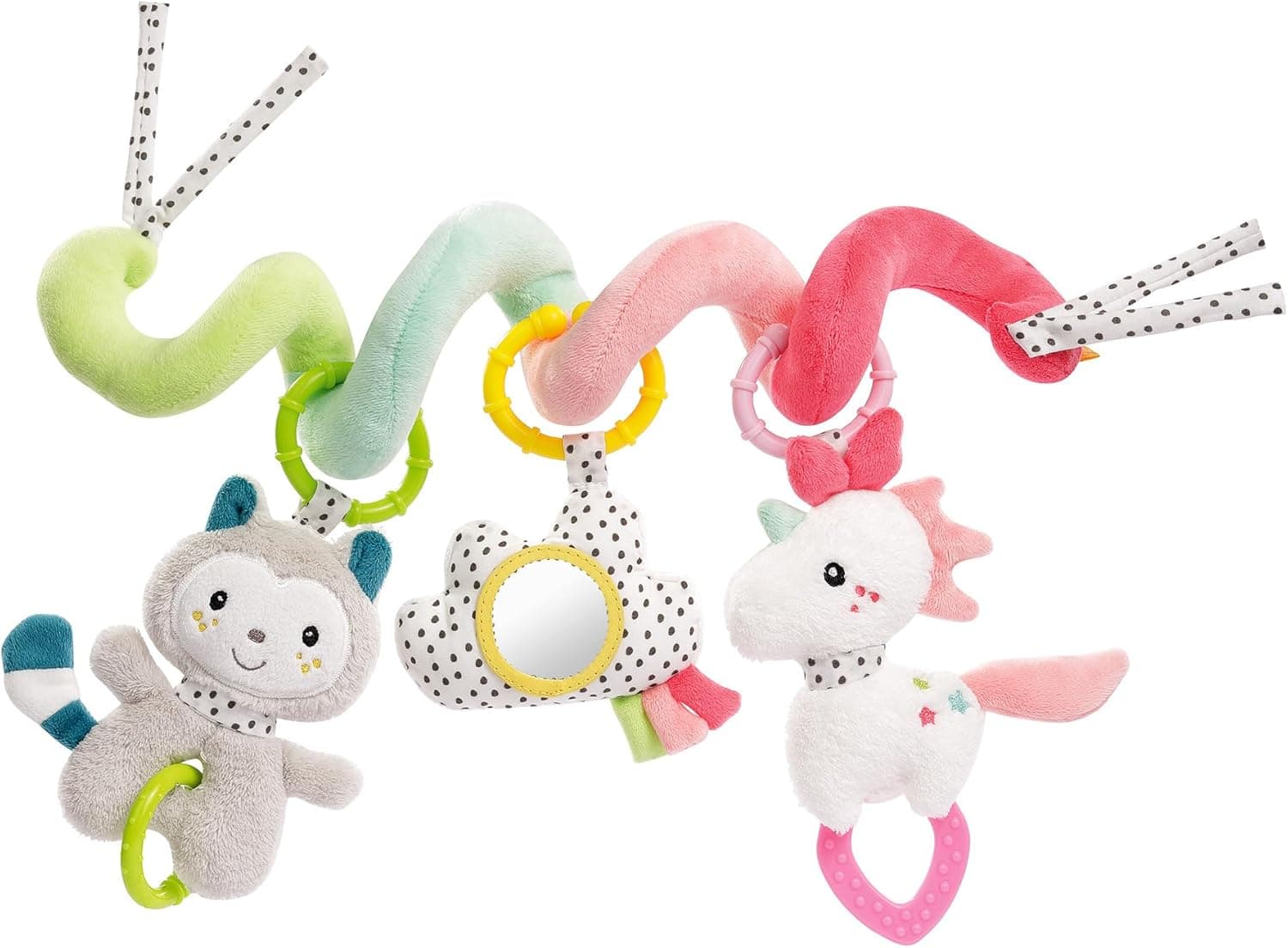 Fehn Espiral de atividades Aiko e Yuki, para sentir agarrar, cama, parque, porta-bebés assento do carro, brinquedo motora bebés crianças pequenas 0 meses