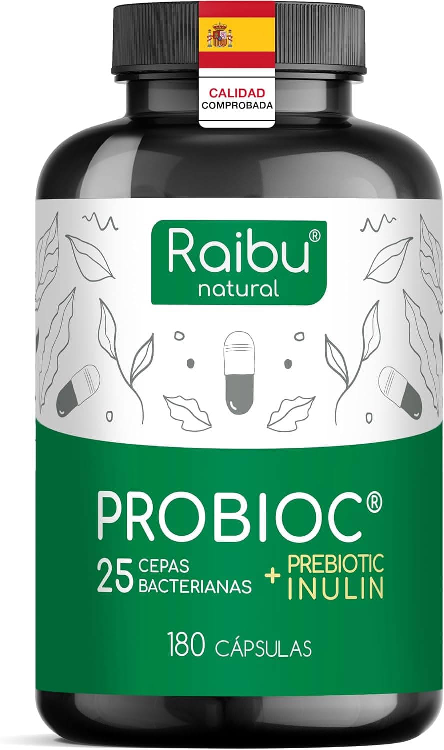 Probióticos e prebióticos intestinais, 180 cápsulas, 25 cepas bacterianas inulina, 60 mil milhões de UFC, Lactobacillus, Bifidobacterium, concentração máxima