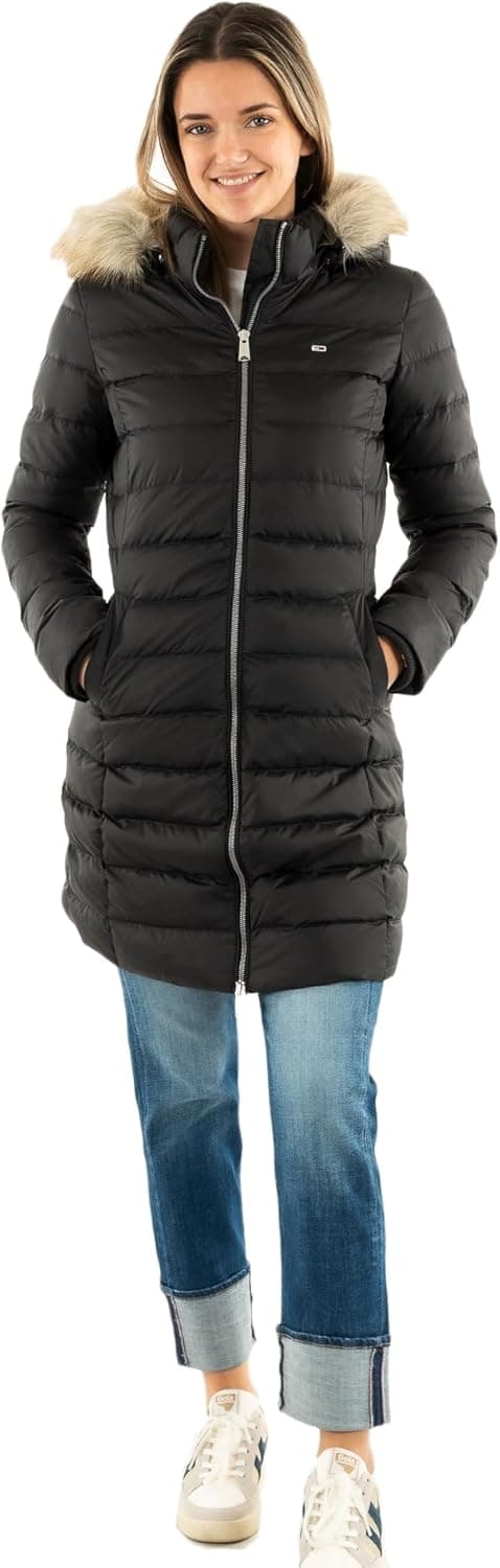 Tommy Jeans Casaco de penas mulher essencial Hooded Down Coat com pele sintética