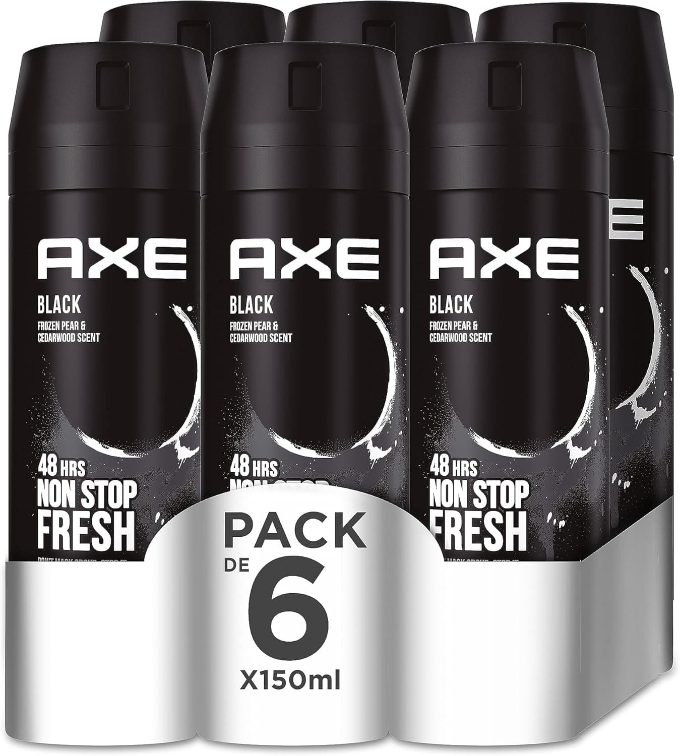 Axe Desodorante Bodyspray Black 150 ml, pacote de 6 unidades