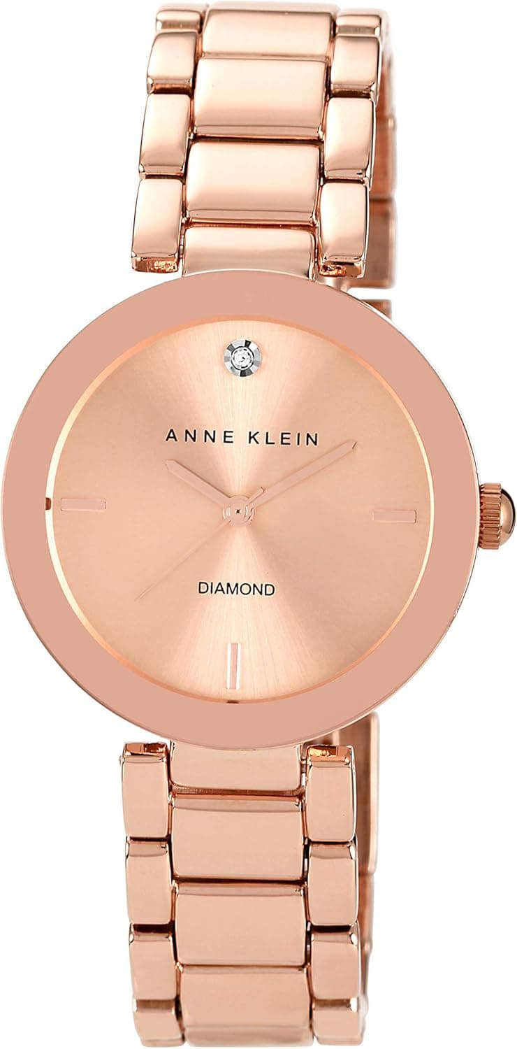 Anne Klein AK-1362RGRG | Relógio feminino com mostrador de diamante e bracelete rosa