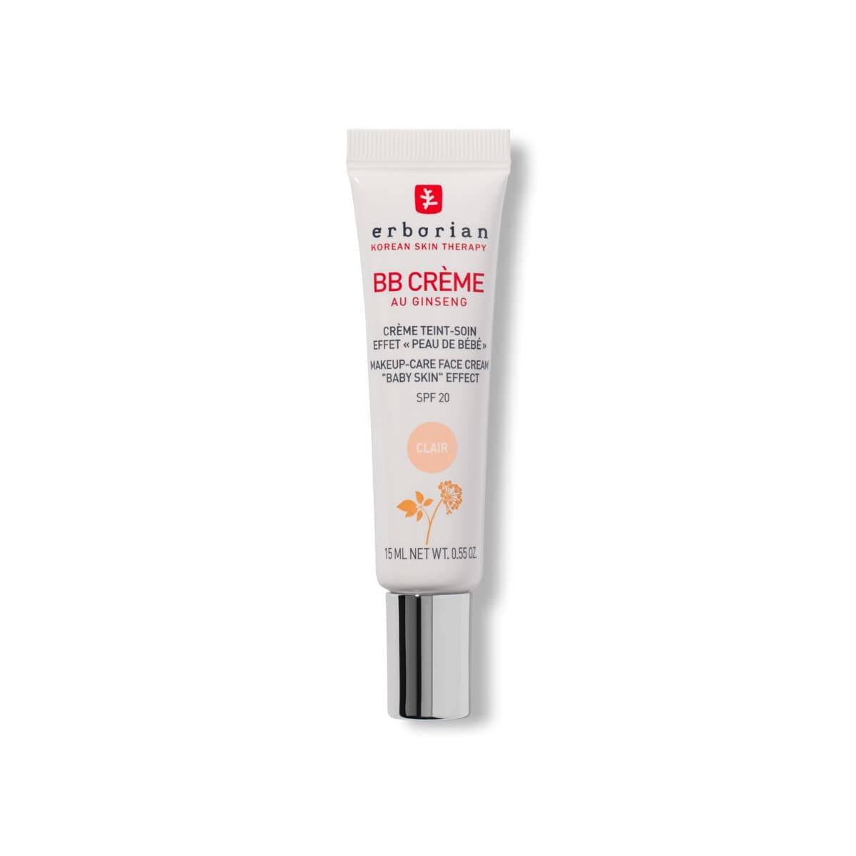 Erborian BB Ginseng Cream - Competed Cream - "Baby Skin" Effect Treatment - Korean Cosmetic Treatment 5 - In -1 For SPF 20 - Clear - 15 ml
