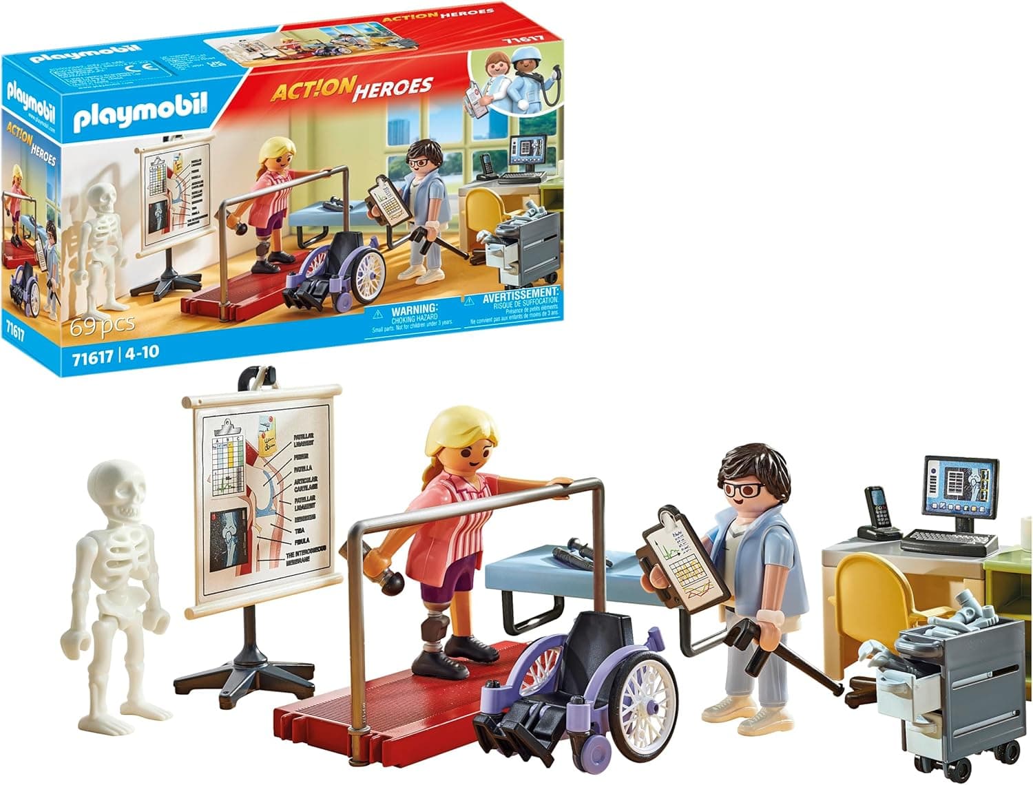 PLAYMOBIL Action Heroes 71617 Ortopedia, tratamento especializado de pacientes, feito de mais de 80 % de materiais reciclados e de base biológica, brinquedos para meninos e meninas a partir de 4 anos