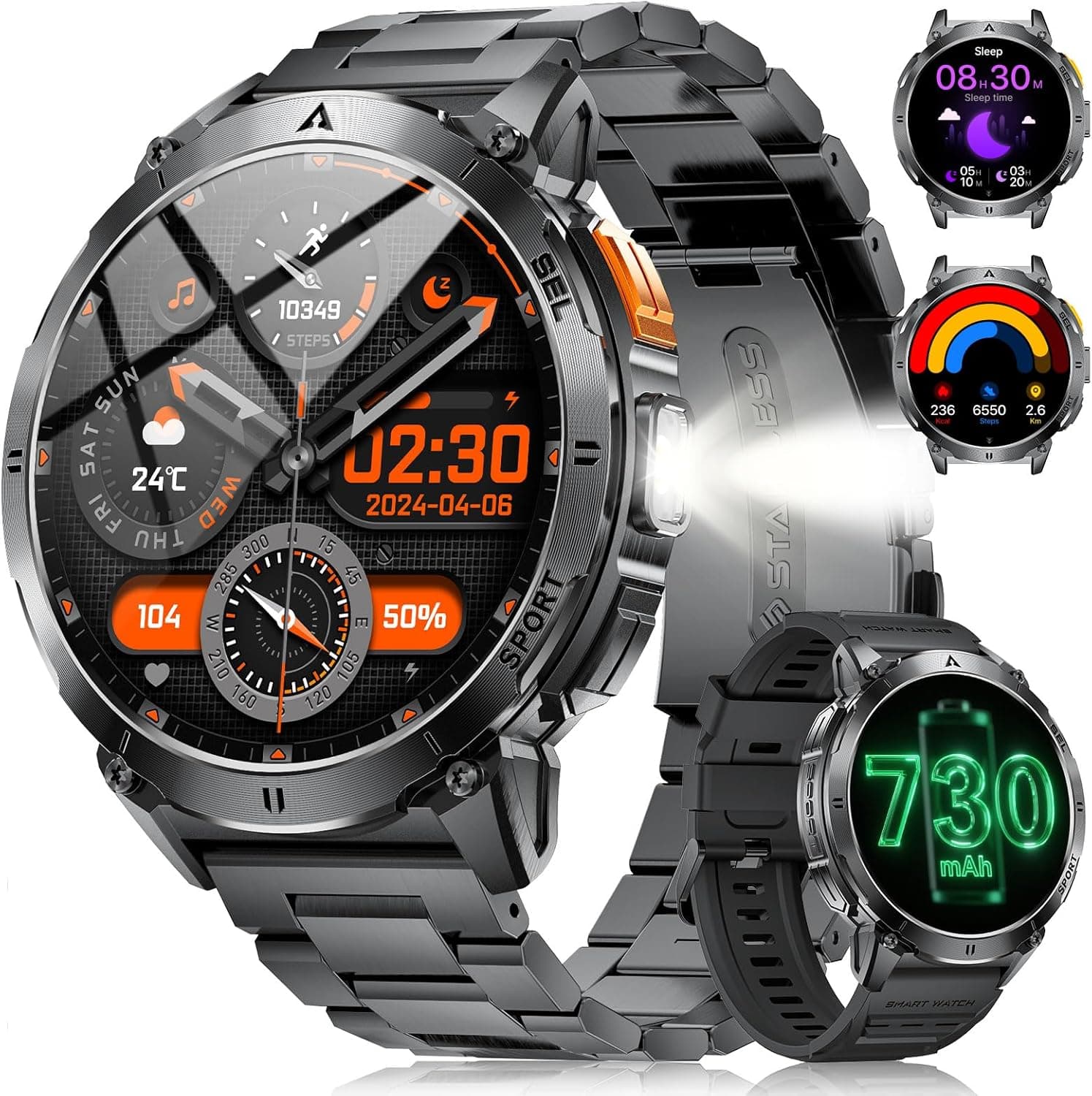 FOXBOX EF14-A | Smartwatch para homem com ecrã AMOLED, monitorização cardíaca e modalidades desportivas