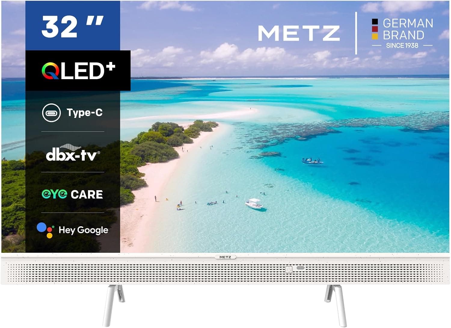 Metz 32MQE7100Z | Smart TV QLED 32 polegadas HD com HDR10 colunas frontais Chromecast e Google Assistant